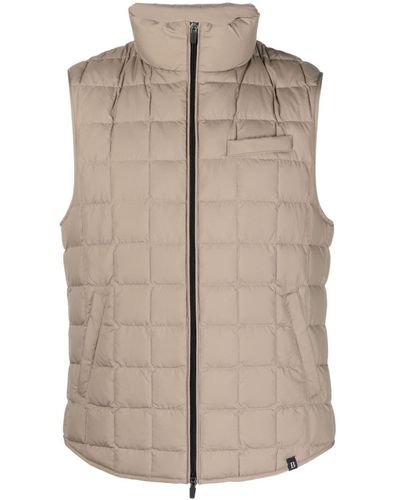 BOGGI Logo-embroidered Waffle-effect Down Gilet - Brown