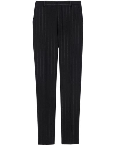Saint Laurent Pinstripe Wool-felt Trousers - Black