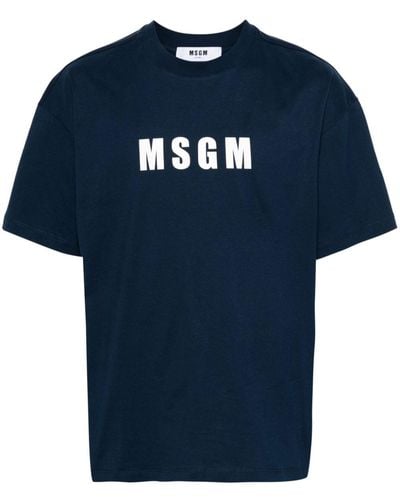 MSGM Logo-print cotton T-shirt - Blau