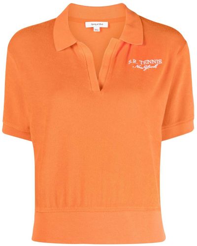 Sporty & Rich Logo-embroidered Cotton Polo Shirt - Oranje