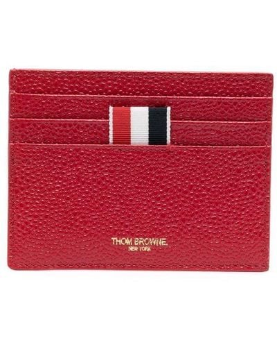 Thom Browne Pebbled-leather Card Holder - Red