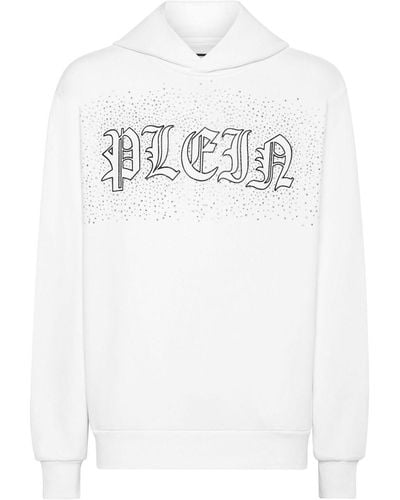 Philipp Plein Embellished logo-print hoodie - Weiß