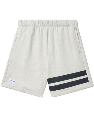 Chocoolate Striped Cotton-fleece Shorts - White