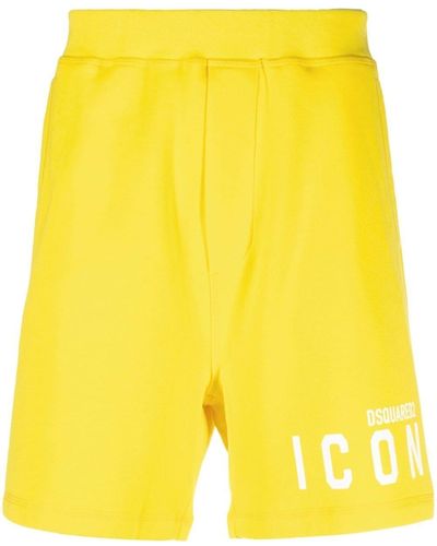 DSquared² Pantalones cortos de chándal con logo estampado - Amarillo