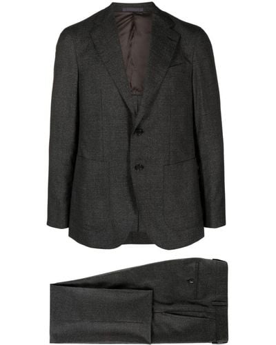 Caruso Single-breasted Wool Suit - Black