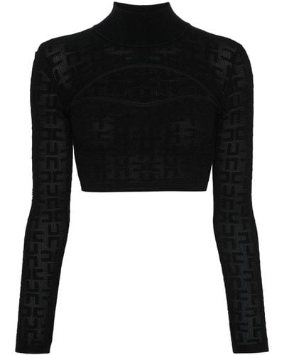 Elisabetta Franchi Logo-jacquard Knitted Top - Black