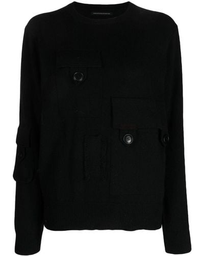 Y's Yohji Yamamoto Gerippter Pullover - Schwarz