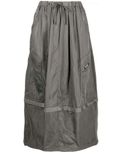 Izzue High-waist Detachable-panel Pleated Skirt - Gray