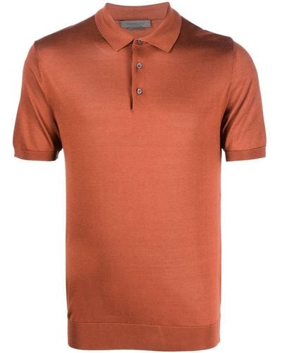 Corneliani Short-sleeve Silk Polo Shirt - Orange