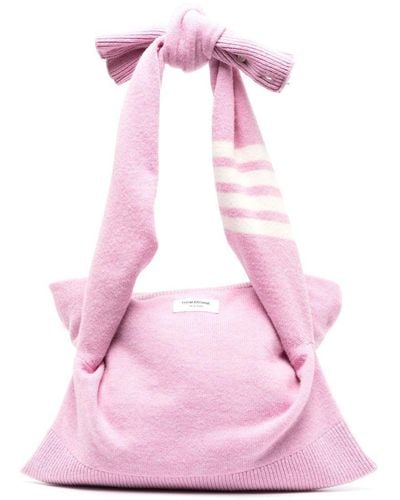 Thom Browne Stitch-merino Crewneck Jumper Shell Bag - Pink