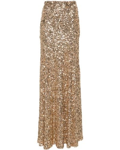 Elisabetta Franchi Sequinned Maxi Skirt - Natural