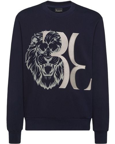 Billionaire Lion-print Cotton Sweatshirt - Blue