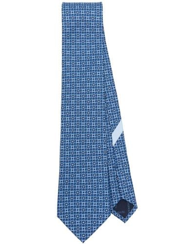 Ferragamo Patterned-jacquard Silk Tie - Blue