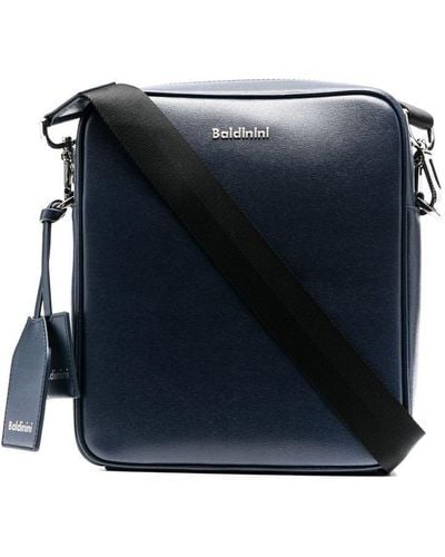 Baldinini Logo-plaque Leather Reporter Bag - Blue