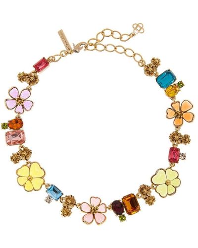 Oscar de la Renta Cloudy Floral-motif Necklace - Metallic