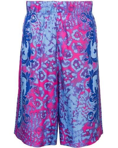 Versace Bermuda Shorts Met Barokprint - Blauw