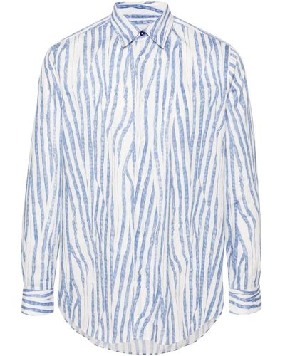 Paul Smith Striped Organic Cotton Shirt - Blue