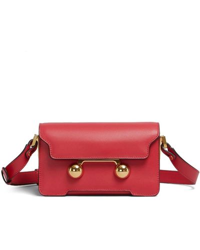 Marni Mini Trunkaroo Leather Shoulder Bag - Red