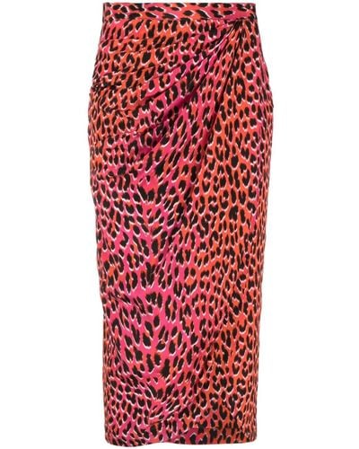 Zadig & Voltaire Jamelia Leopard-print Silk Skirt - Red