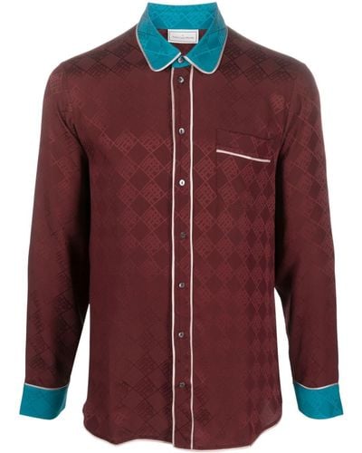 Pierre Louis Mascia Jacquard Silk Shirt - Red