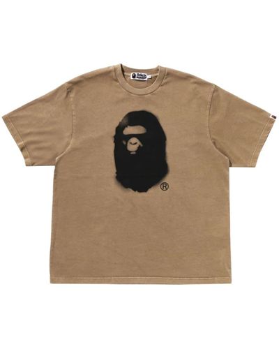 A Bathing Ape T-Shirt mit Affenkopf - Braun