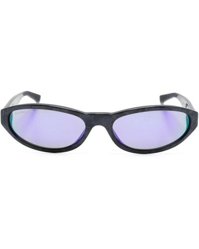 Balenciaga Oval-frame Mirrored Sunglasses - Blue