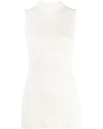 Gauchère Open-back Ribbed Top - White