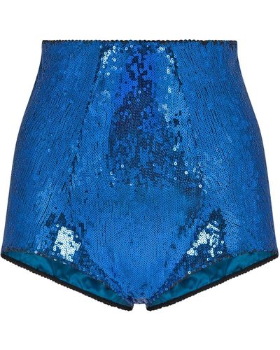Dolce & Gabbana Short brodé de sequins - Bleu