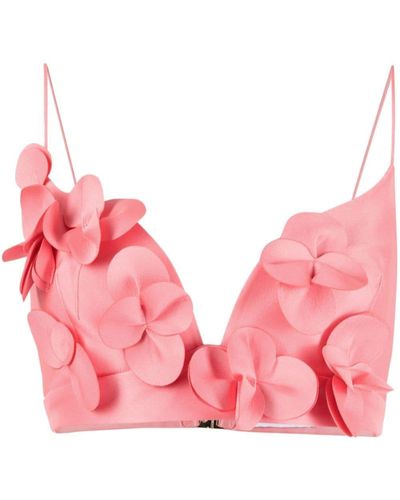 Acler Isla Floral-appliqué Bralette Top - Pink