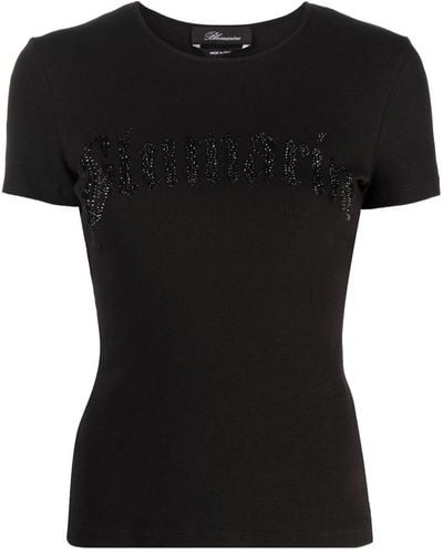 Blumarine Camiseta con logo estampado - Negro