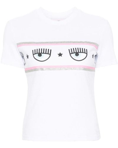 Chiara Ferragni T-Shirt mit Maxi Logomania-Print - Weiß