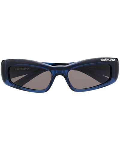 Balenciaga Sonnenbrille mit Logo-Print - Blau