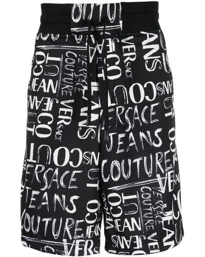 Versace Logo Print Track Shorts - Black