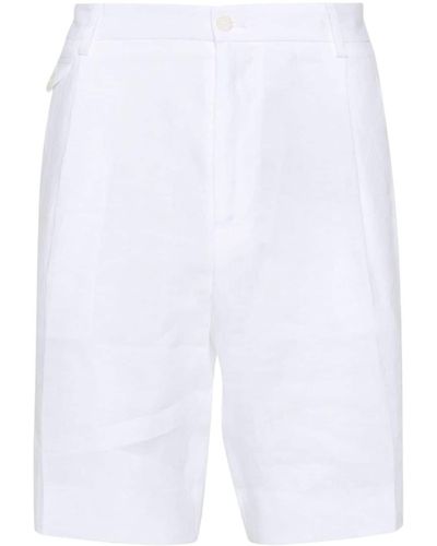 Dolce & Gabbana Halbhohe Chino-Shorts aus Leinen - Weiß