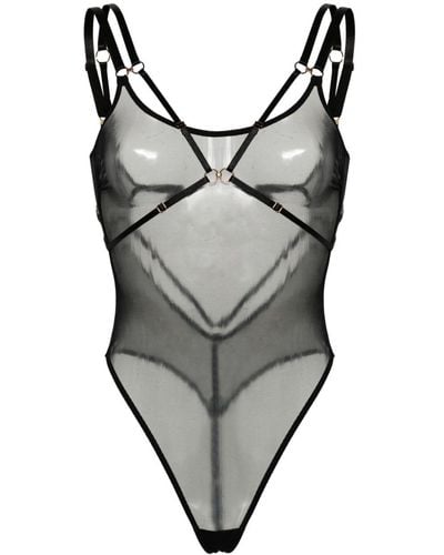 Bordelle Vero Semi-sheer Bodysuit - Grey