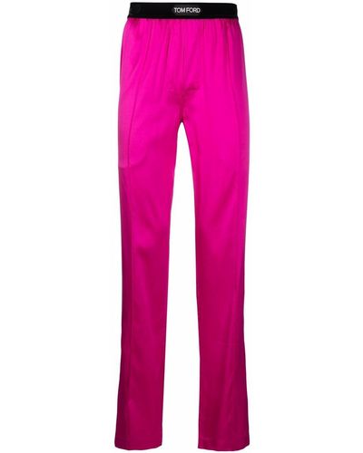 Tom Ford Logo-waist Slip-on Trousers - Pink