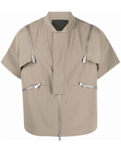 HELIOT EMIL Anophyte Detachable-sleeve Boxy Shirt - Natural