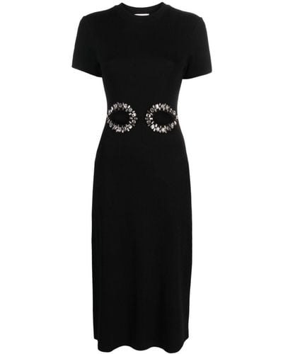 Sandro Crystal-embellished Cut-out Midi Dress - Black