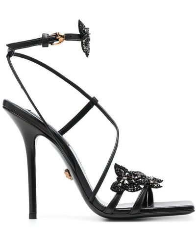 Versace X Dua Lipa Crystal Butterflies 115mm Sandals - Black
