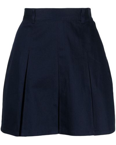 Chocoolate Pleated Stretch-cotton Mini Skirt - Blue