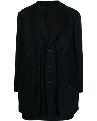 Yohji Yamamoto Manteau cintré à simple boutonnage - Noir