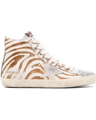 Golden Goose Mid Star Zebra-print Sneakers - Natural