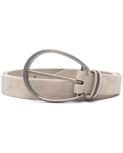 Brunello Cucinelli Monili-detail Suede Belt - Natural