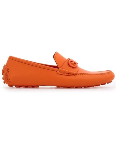 Ferragamo Gancini Leather Loafers - Orange