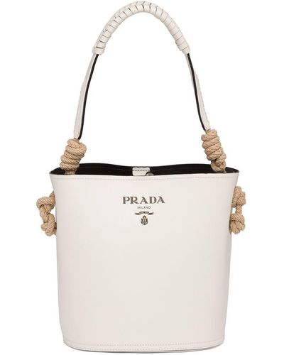 Prada Beige Glace Calf Leather Logo Small Bucket Crossbody Bag 1BH038 – ZAK  BAGS ©️