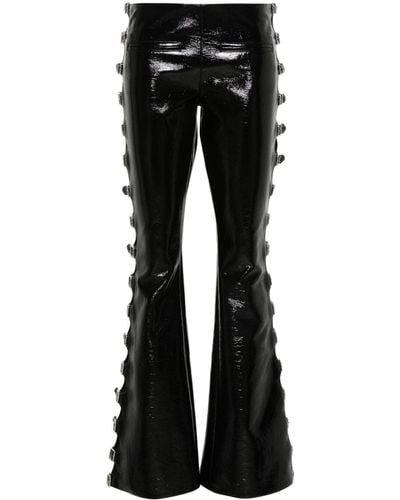 Courreges Patent-Finish Flared Trousers - Black