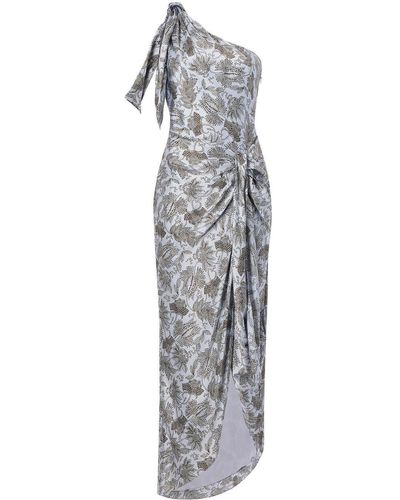 Cinq À Sept Gretchen Floral-print Asymmetric Dress - Grey
