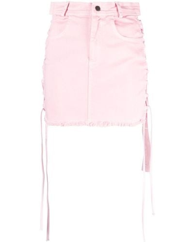Julius Raw-edge Denim Mini Skirt - Pink