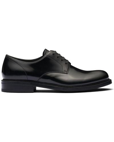 Prada Leather Derby Shoes - Black