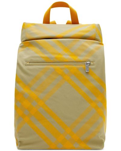 Burberry Neutral Nova Check Backpack - Yellow